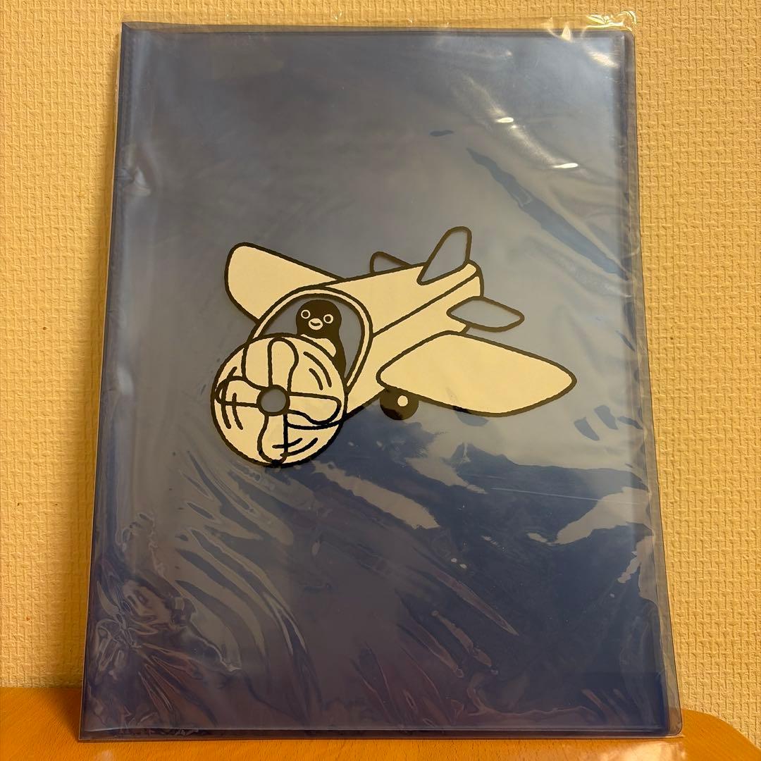 【ぽぽ】ブルー&ピンク 飛行機 クリアファイル、青赤 飛行機バッジ