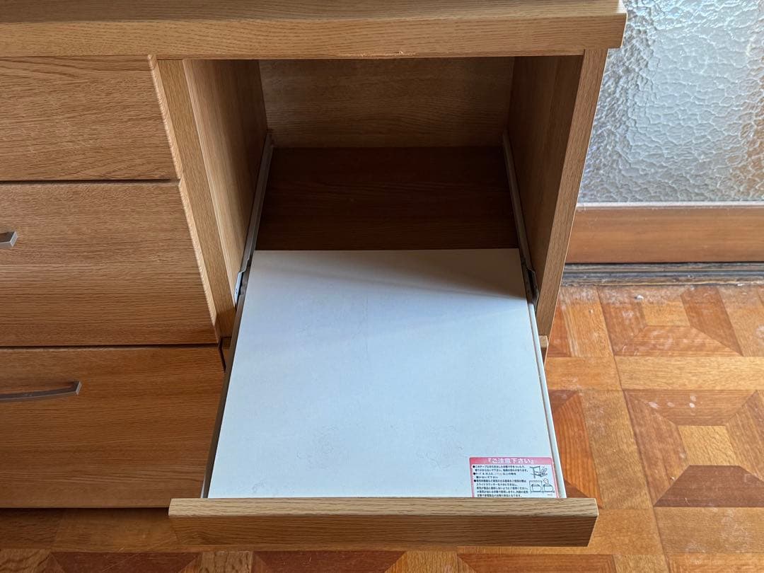 ニトリ キッチンボード 100㎝幅 ガラス戸、オープン棚、引出し付き 食器棚