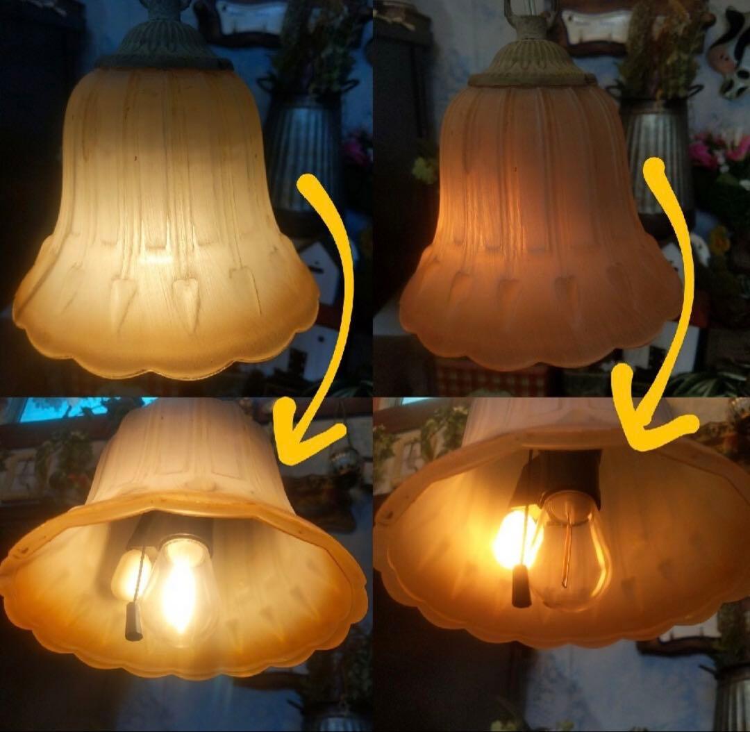 アンティーク ガラスシェイドランプ ハンギング式 スタンドランプ（L） 鈴蘭