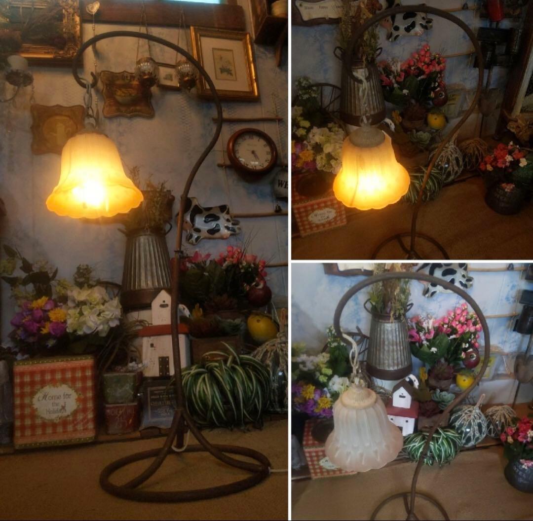 アンティーク ガラスシェイドランプ ハンギング式 スタンドランプ（L） 鈴蘭