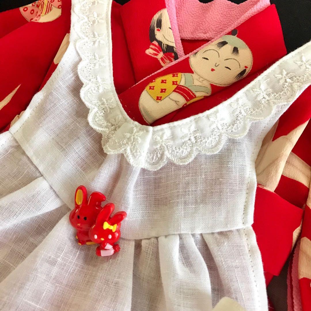 ＊ 市松人形 15号 折鶴 こけし 着物 エプロン 帯 人形 ＊