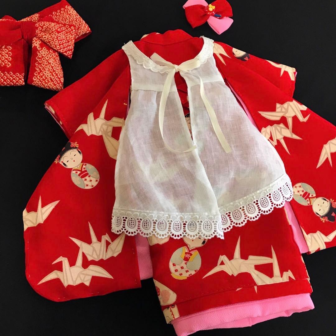 ＊ 市松人形 15号 折鶴 こけし 着物 エプロン 帯 人形 ＊