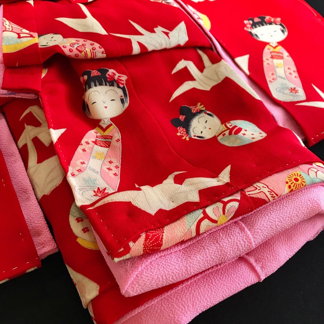 ＊ 市松人形 15号 折鶴 こけし 着物 エプロン 帯 人形 ＊