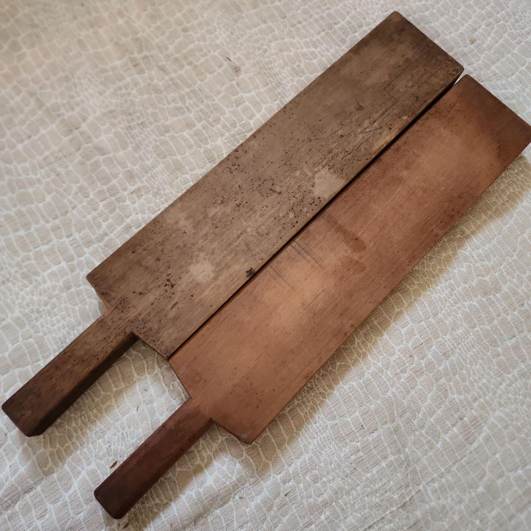 ※まめ※　菓子木型2点セット-10　古い 木型 菓子型 和菓子 木製