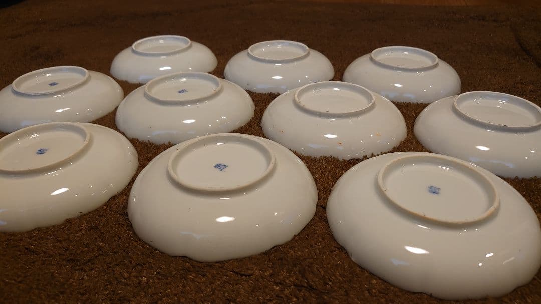 古伊万里　伊万里　豆皿　色絵　金襴手　華の図　２種　１０客