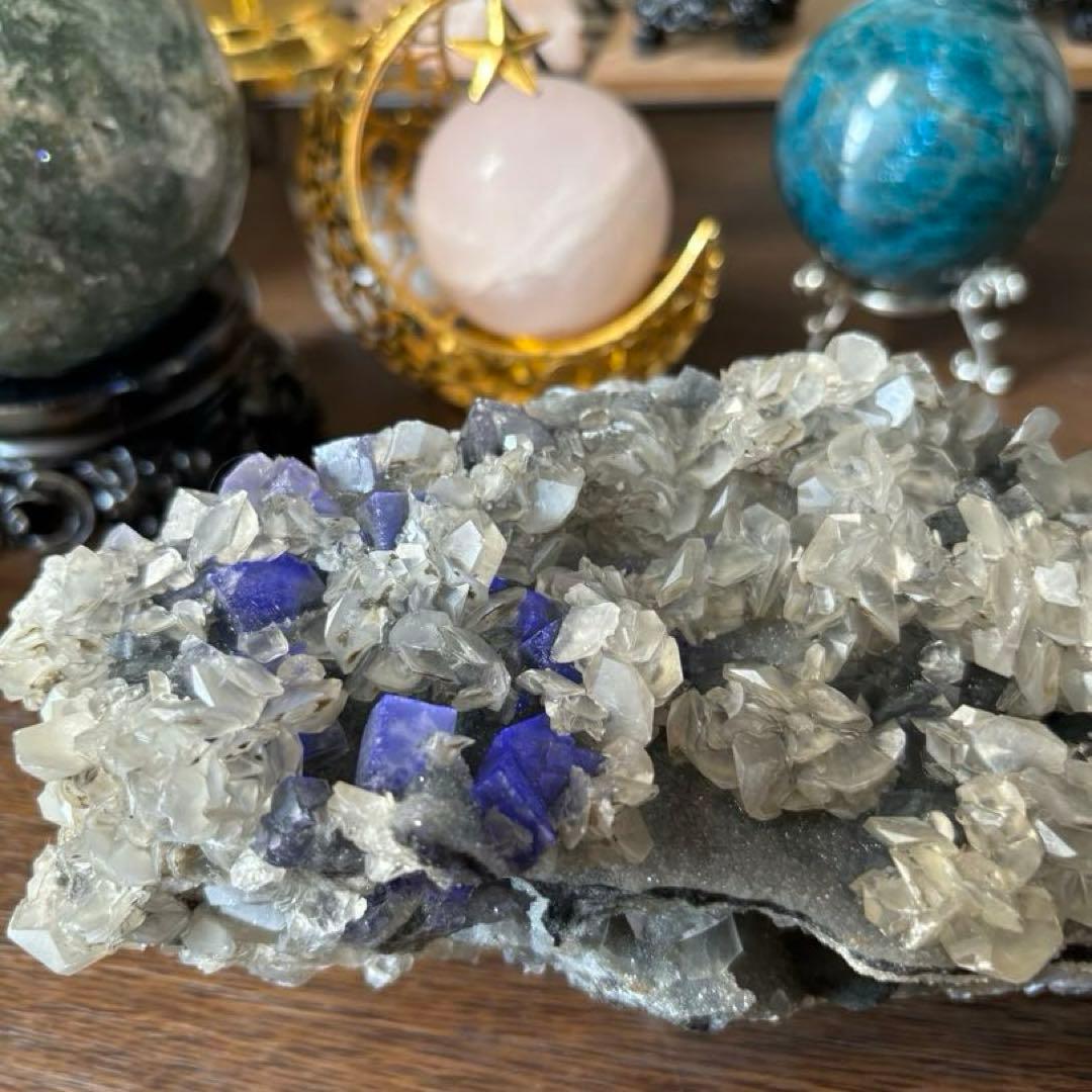 アポフィライト&スファレライト&フローライト共生＊原石標本＊パワーストーン天然石