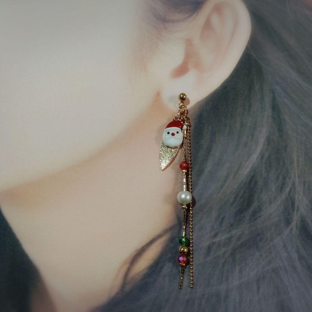 クリスマスサンタ×雪だるま ピアス イヤリング