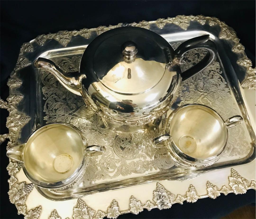 ウィリアムロジャース　純銀P 葡萄柄　ティーセット