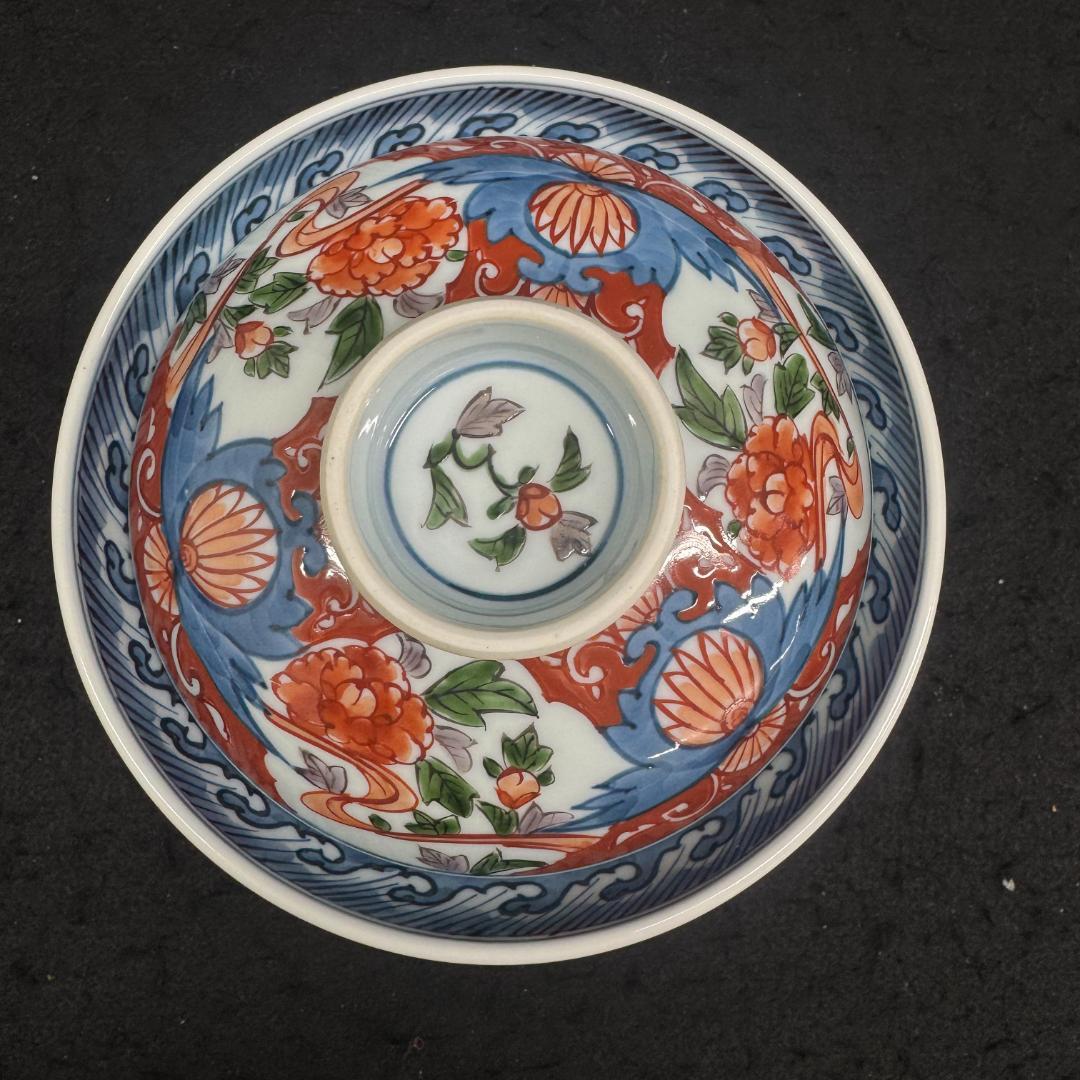 源右衛門　古伊万里風　牡丹絵　蓋付き碗　五客