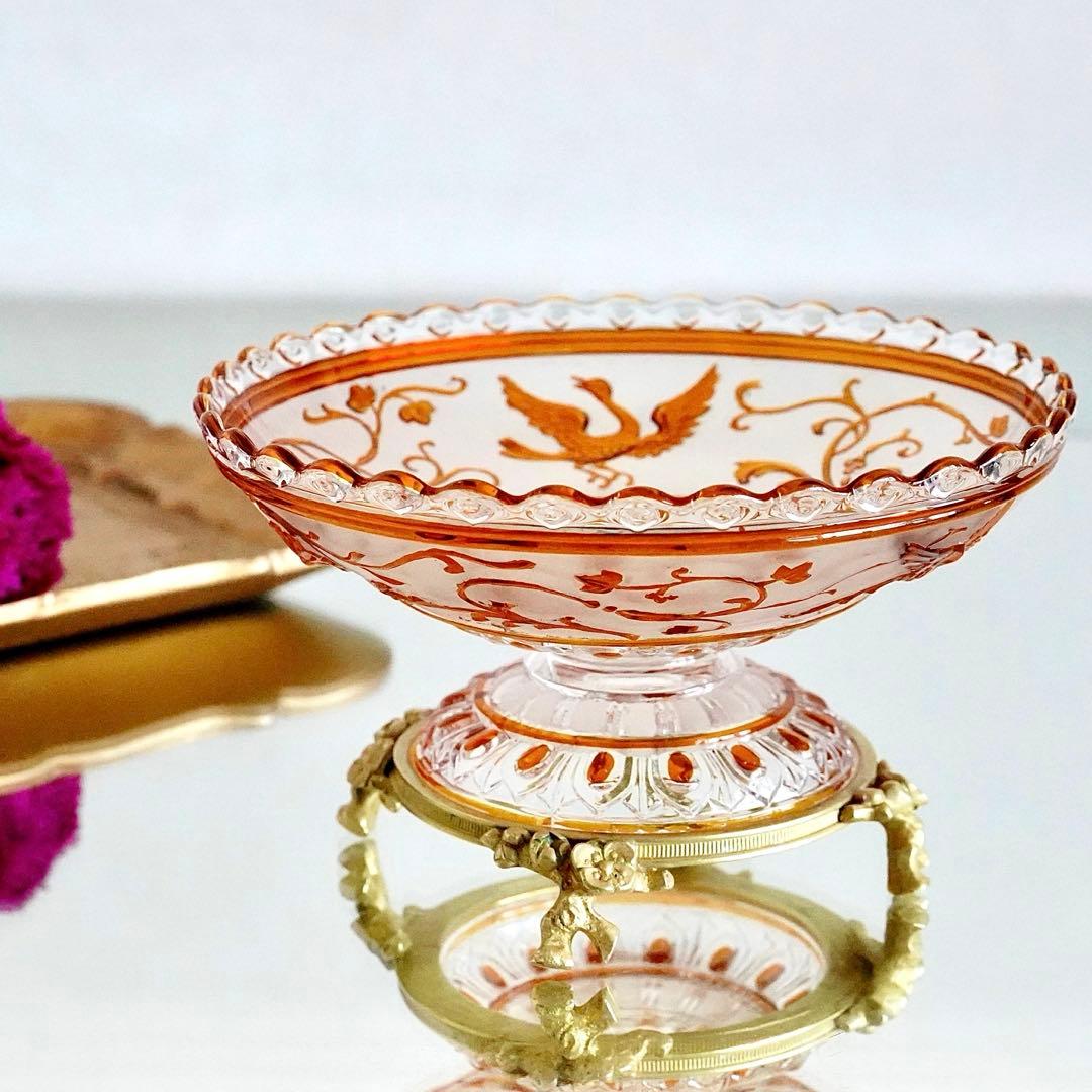 極希少オールドバカラBACCARATルネサンス ブロンズ脚付コンポート/ボウル