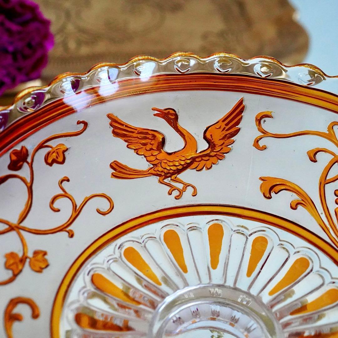 極希少オールドバカラBACCARATルネサンス ブロンズ脚付コンポート/ボウル