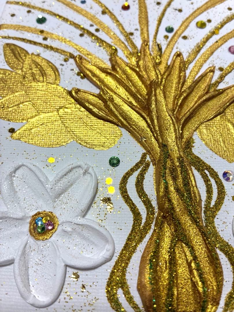 開運絵画　オリジナル　金の成る木　龍神様　龍樹　マルチカラー　金箔