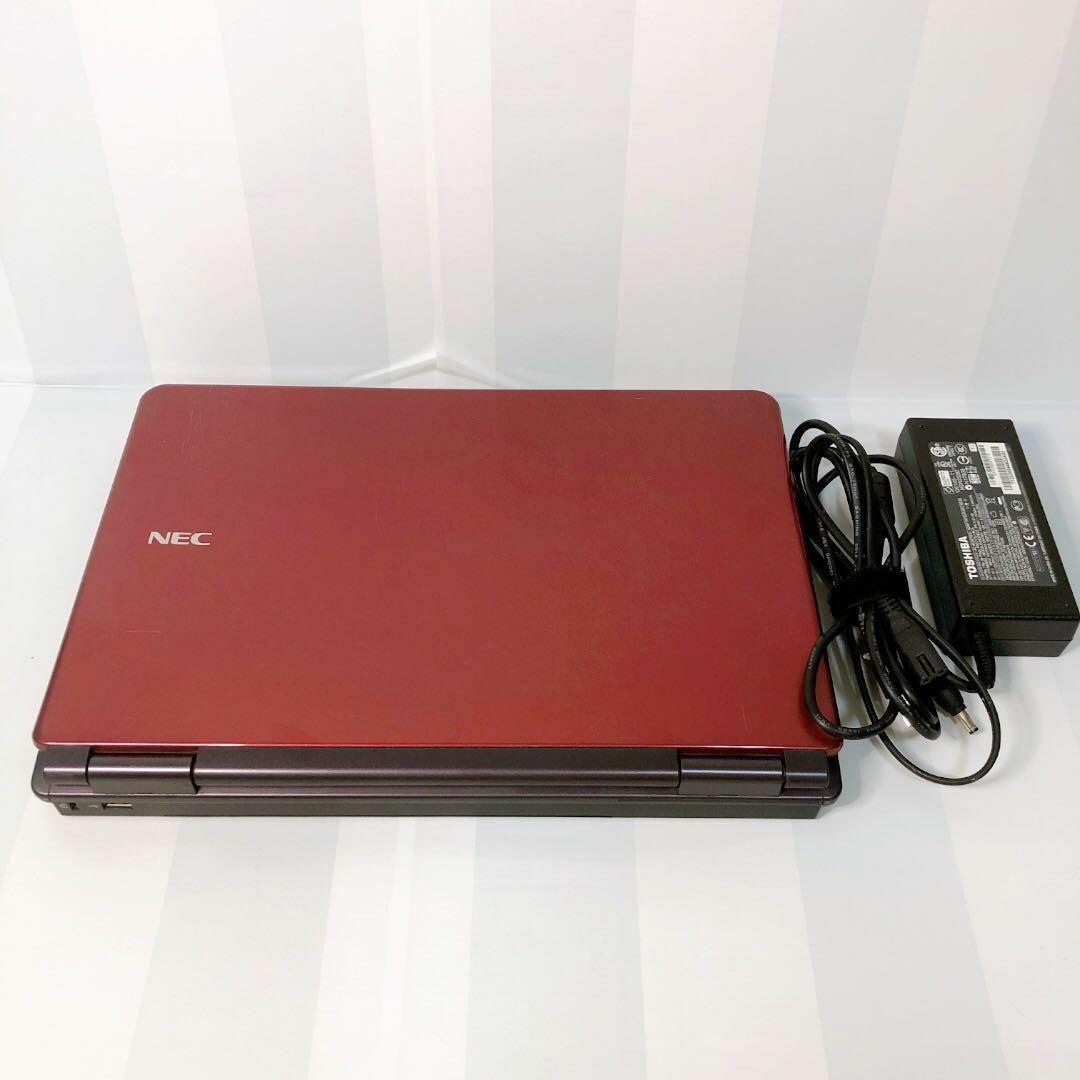 すぐ使える♪初心者向けノートパソコン★人気の赤！大画面 大容量★