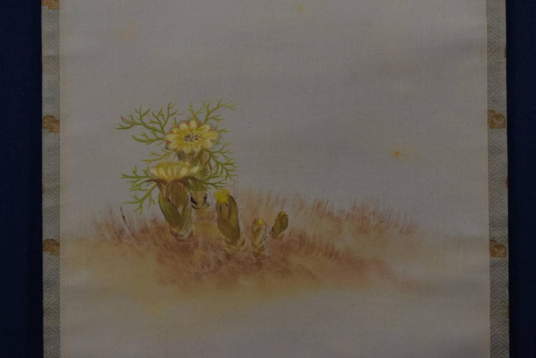 【真作】上田陽愷/福寿草画賛/俳句/掛軸☆宝船☆Z-934