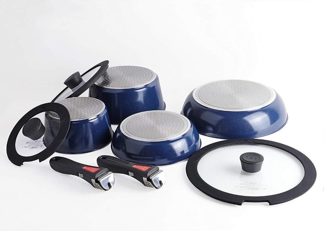 パール金属 フライパン 鍋 9点 セット IH対応 ダークブルー HB-4062