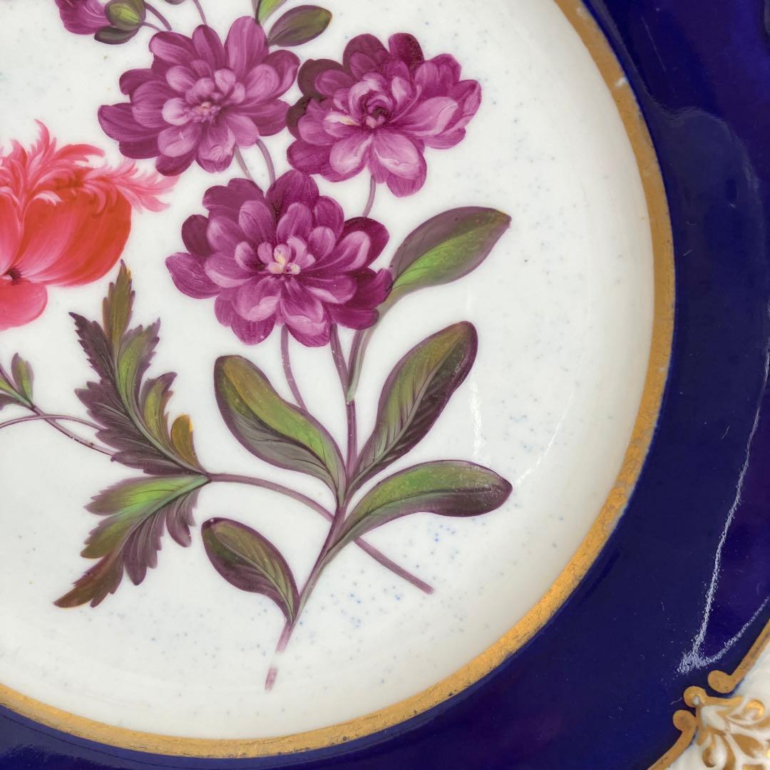 英国アンティーク　チェンバレンズウースター　ボタニカル柄プレート