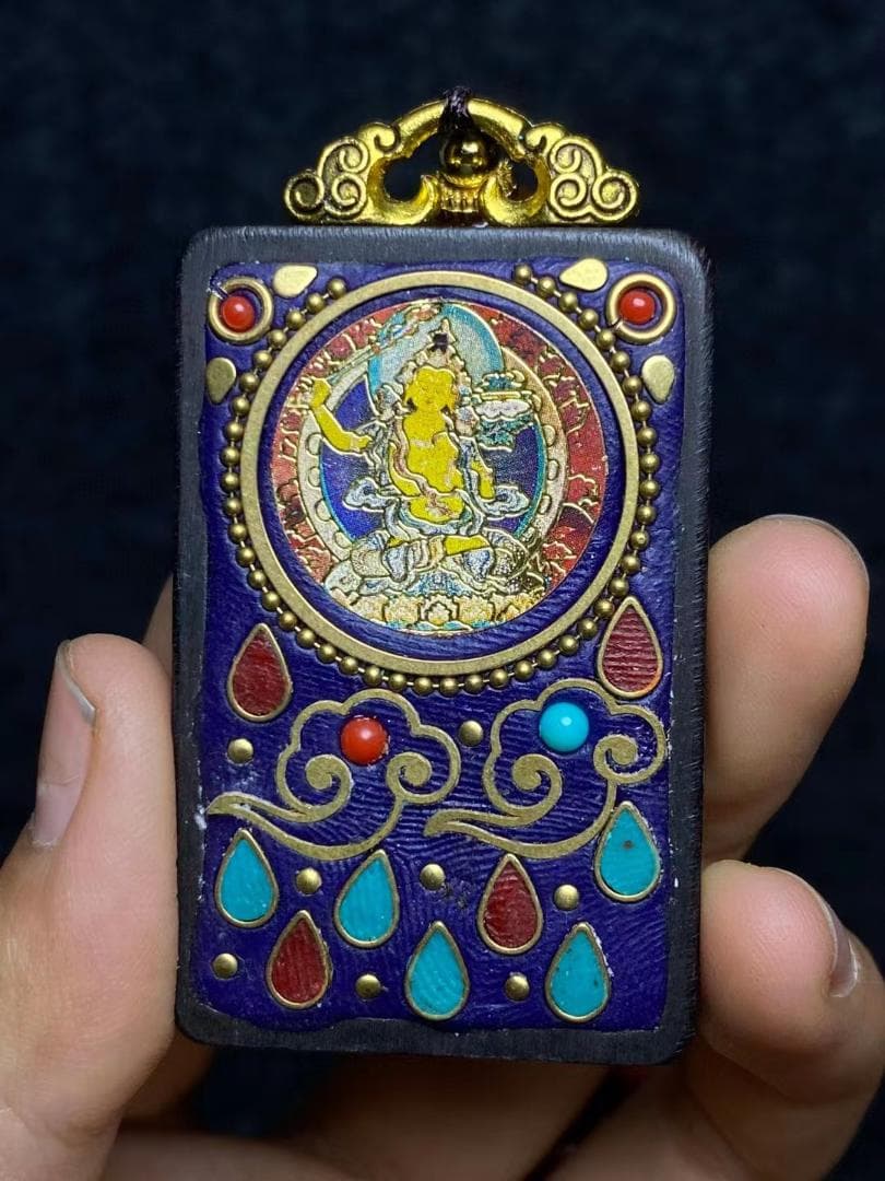 時代美術・チベット天珠数珠ネックレス・根付・箱付・提げ物・天然石・闢邪消災・開運