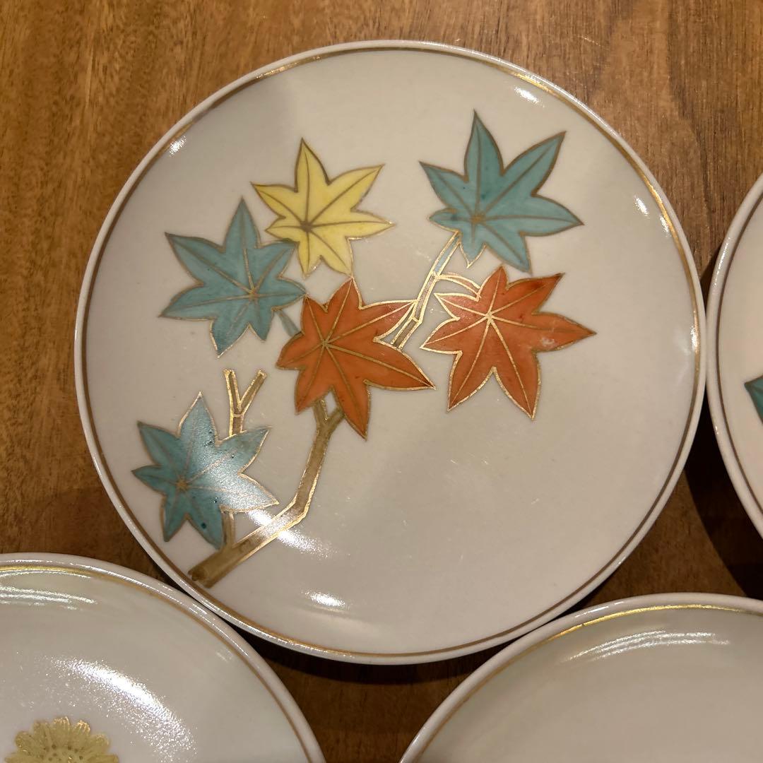 清水焼　松斎陶苑　四季花銘々皿　五枚