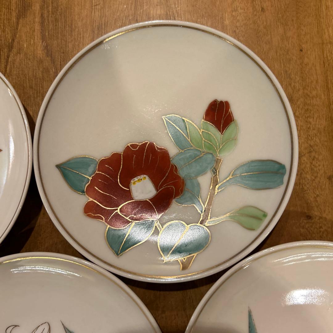 清水焼　松斎陶苑　四季花銘々皿　五枚