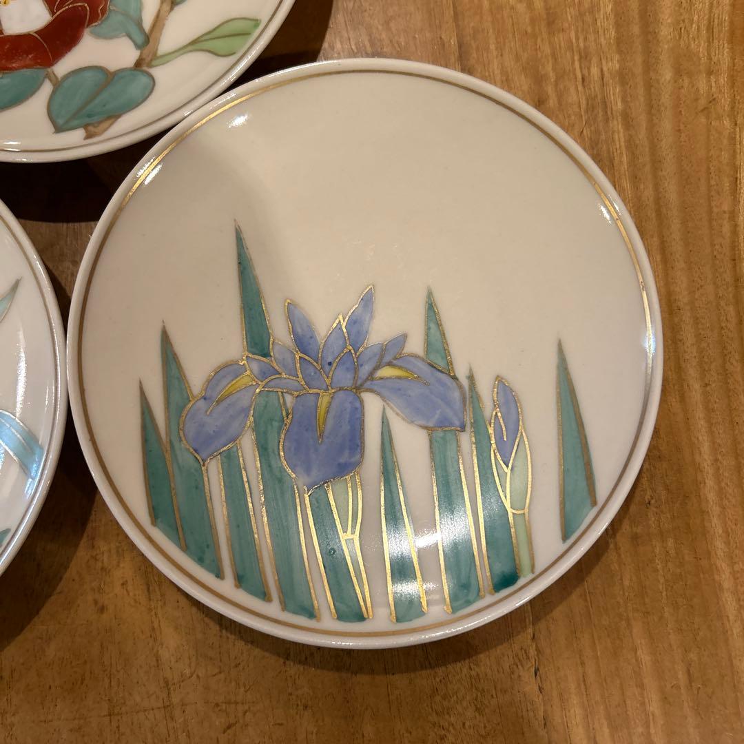 清水焼　松斎陶苑　四季花銘々皿　五枚