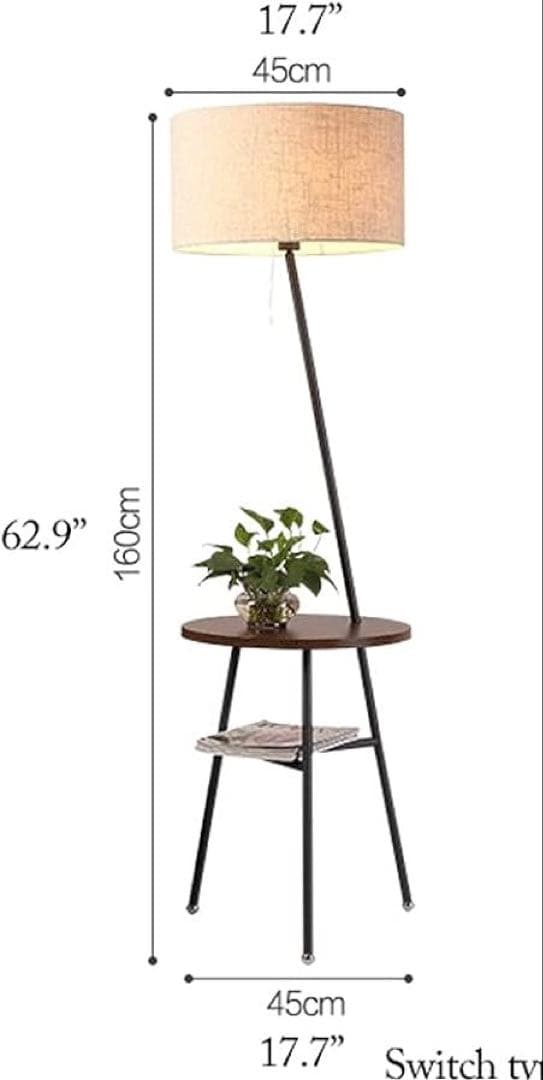 モダン フロアスタンド 照明 サイドテーブルフロアランプ リネンシェード付き