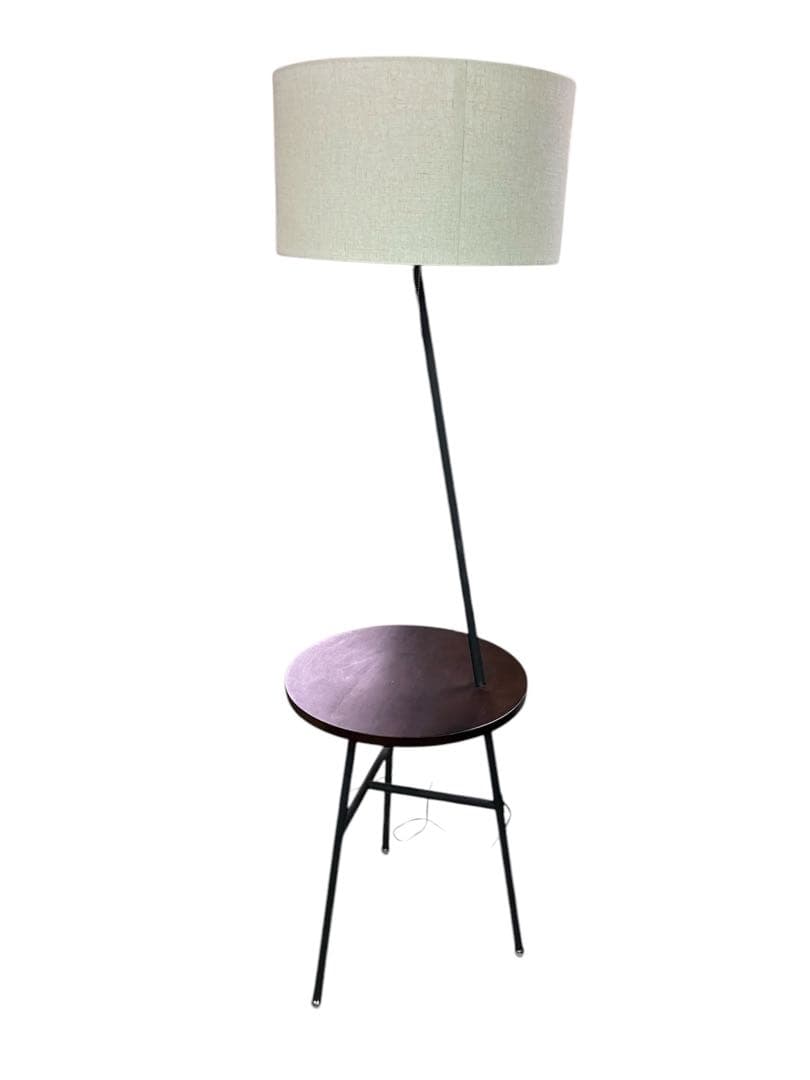 モダン フロアスタンド 照明 サイドテーブルフロアランプ リネンシェード付き