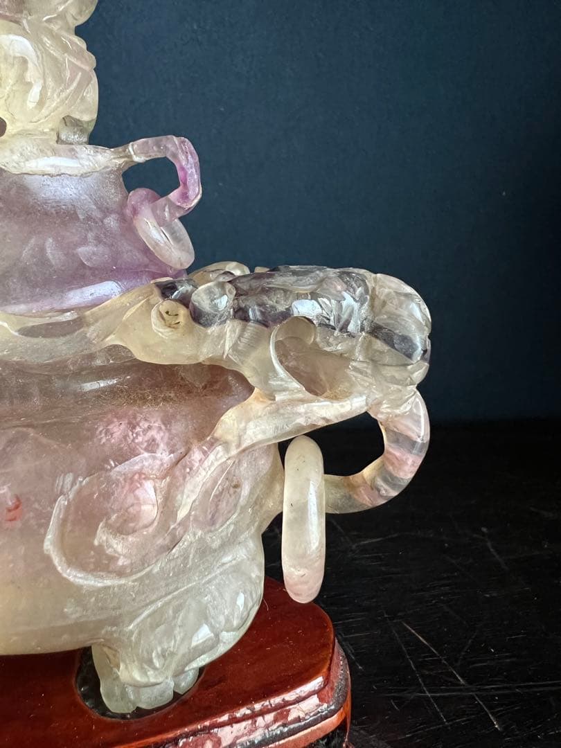 水晶 天然石 香炉 彫刻 古美術