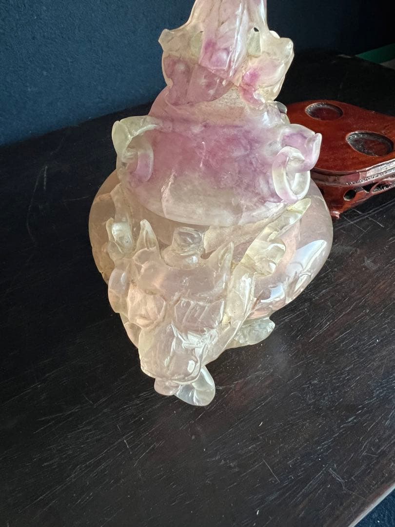 水晶 天然石 香炉 彫刻 古美術