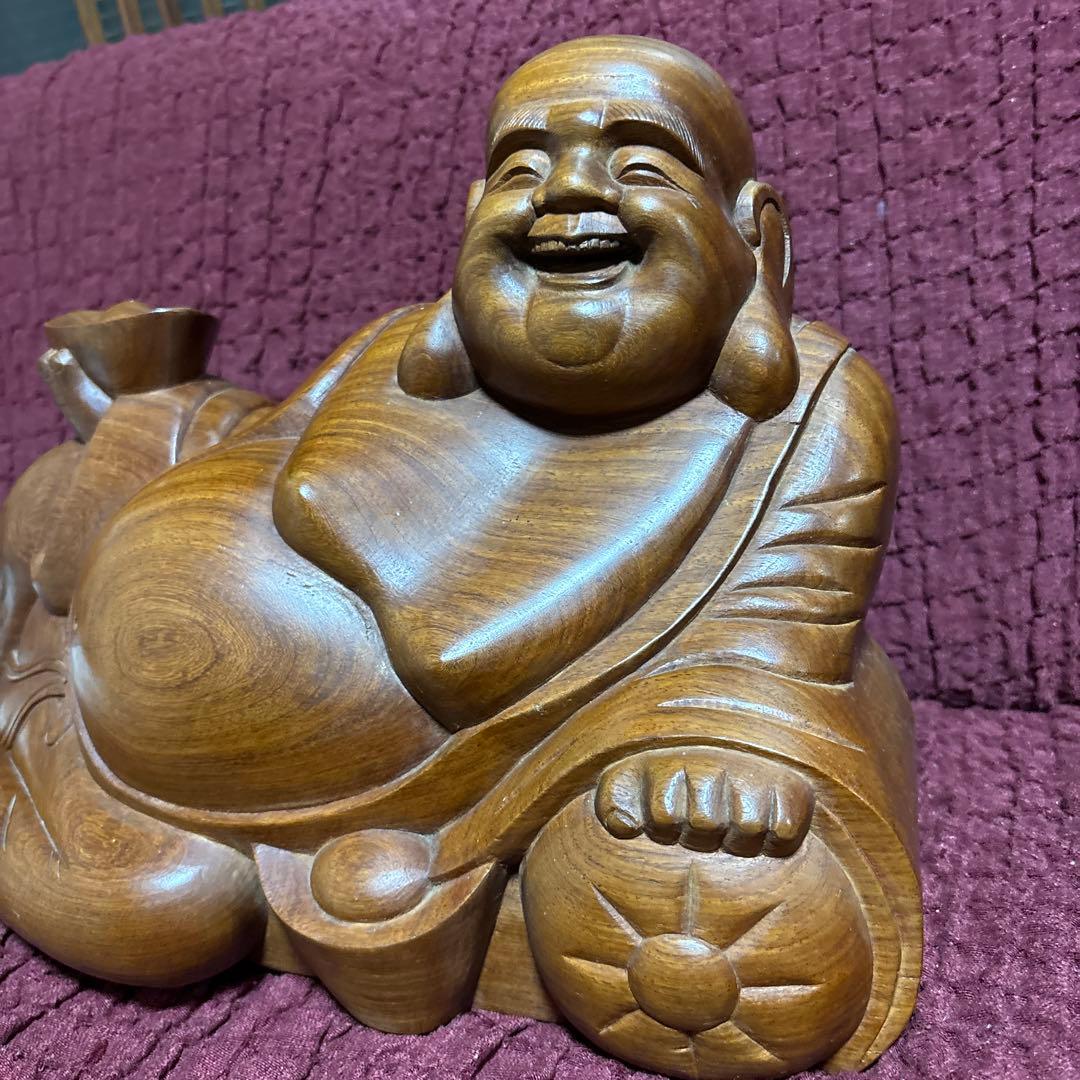 木彫り　特大　布袋様　七福神　置物　商売繁盛　開運