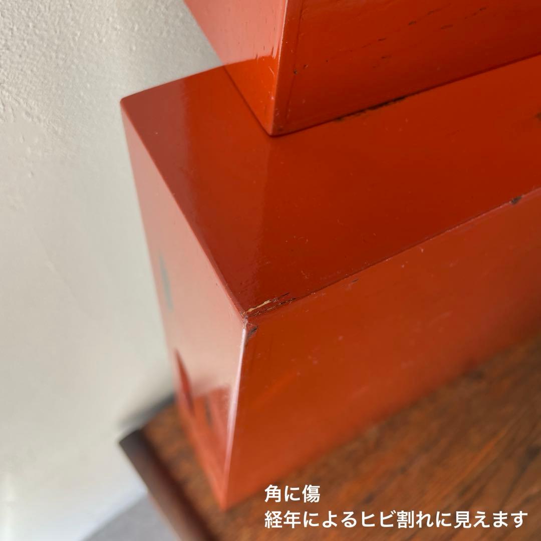 朱塗り　乱れ箱　衣装盆　大型　トレイ　旅館にありそうな木箱　角盆　特大