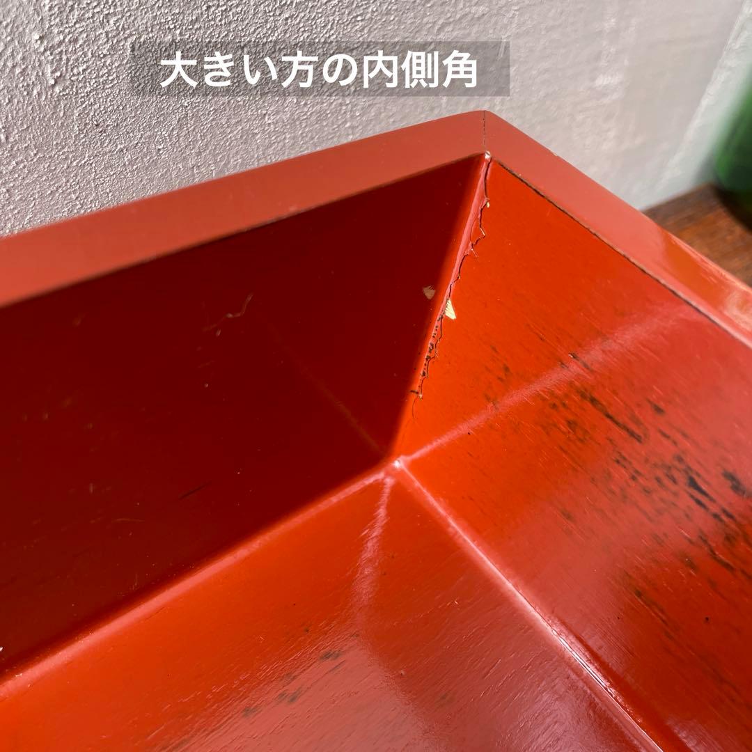 朱塗り　乱れ箱　衣装盆　大型　トレイ　旅館にありそうな木箱　角盆　特大