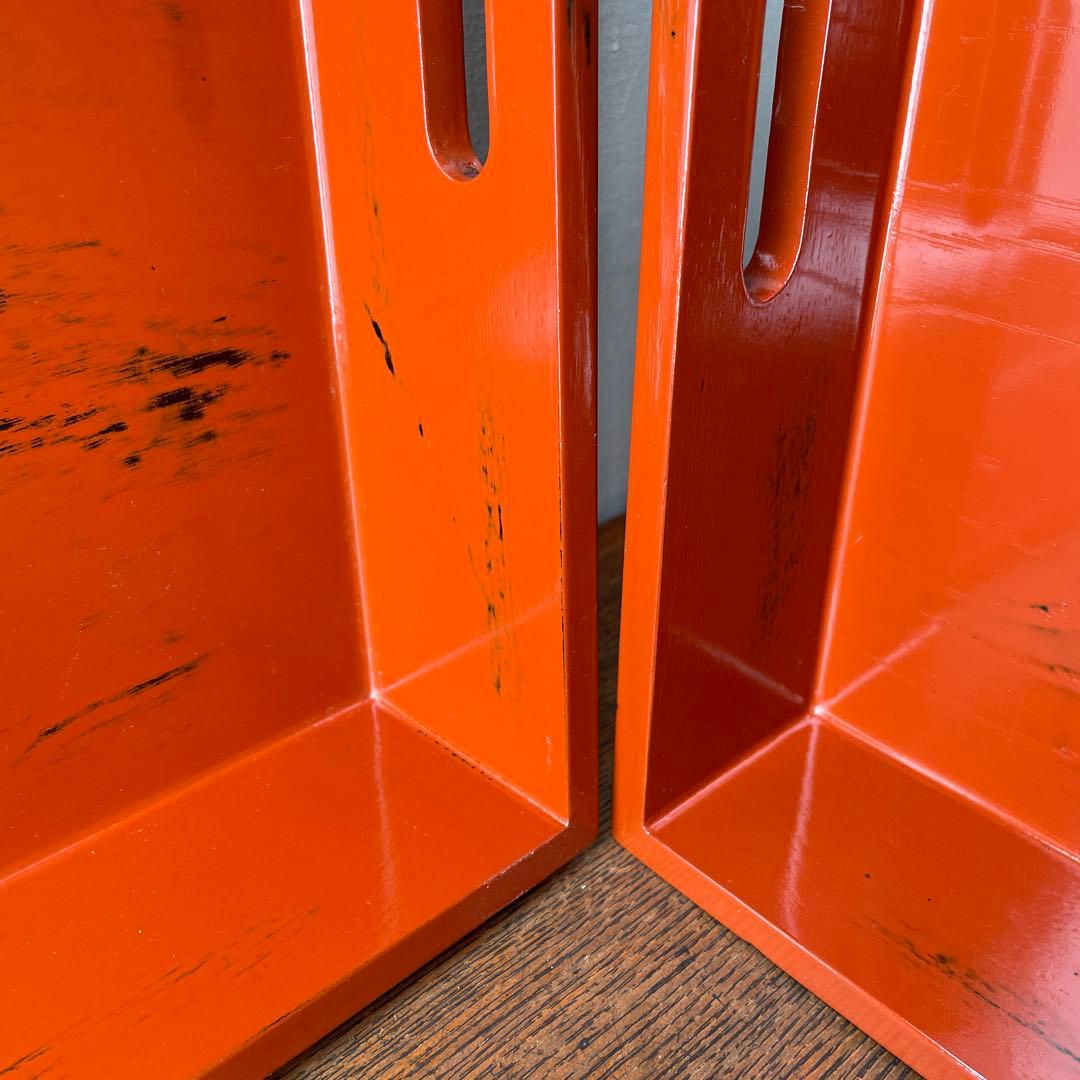 朱塗り　乱れ箱　衣装盆　大型　トレイ　旅館にありそうな木箱　角盆　特大