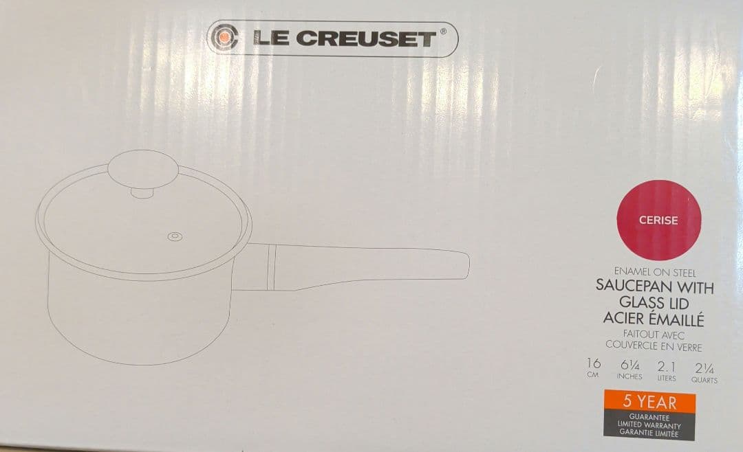 雅*様 LE CREUSET 赤 片手鍋 16cm ガラス蓋付き
