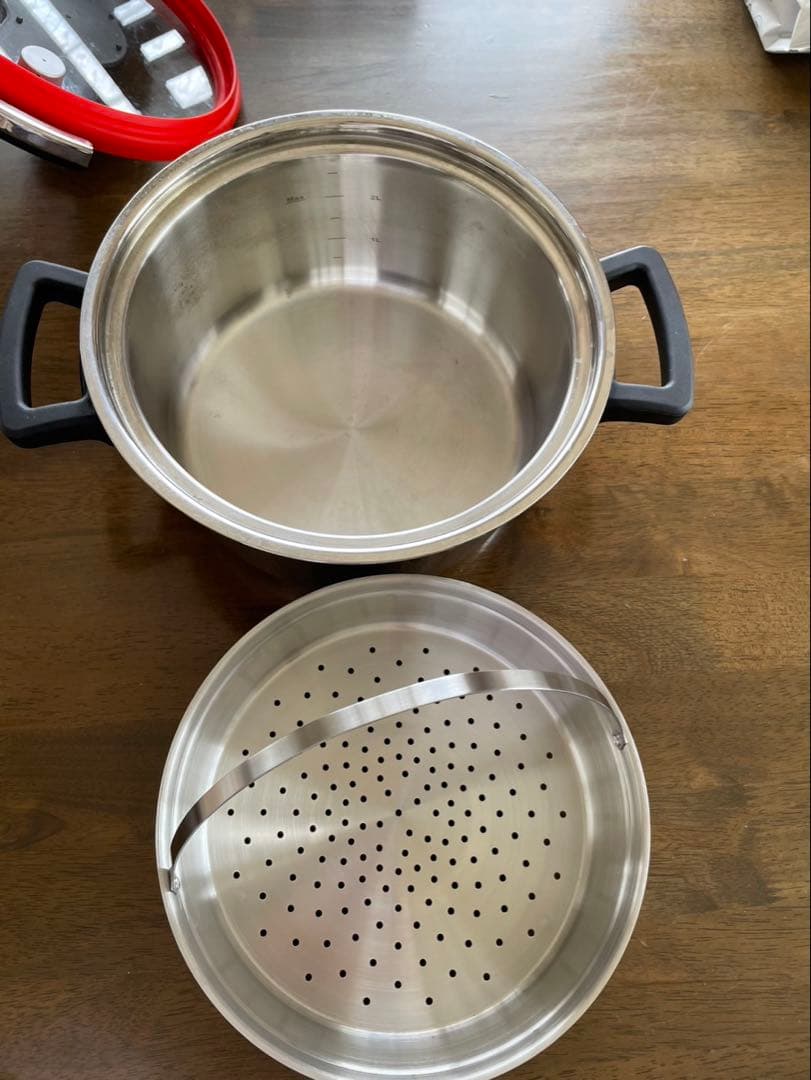 ステンレス圧力鍋 蒸し器付き