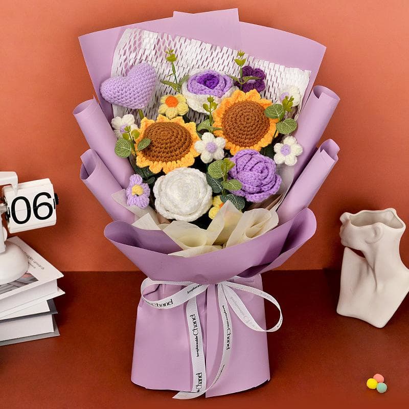 毛糸 花束 手編み ひまわり  W70 母の日花インテリア  誕生日 プレゼント