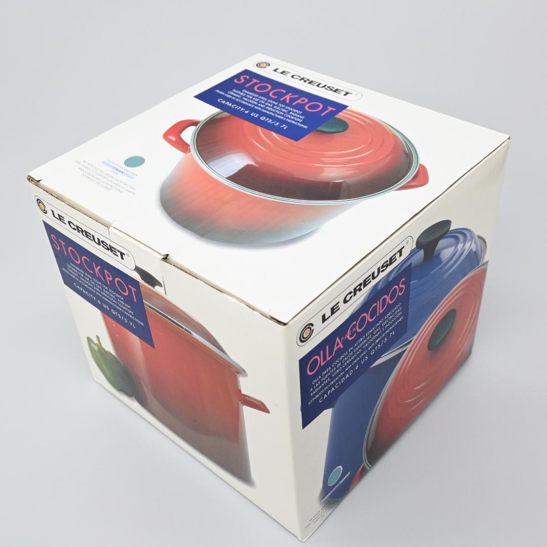 48625★年 ルクルーゼ ストックポット 5.7L スチール カリビアンブルー