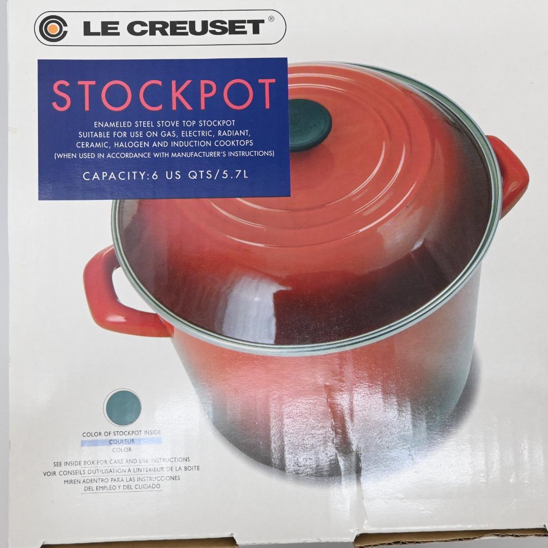 48625★年 ルクルーゼ ストックポット 5.7L スチール カリビアンブルー