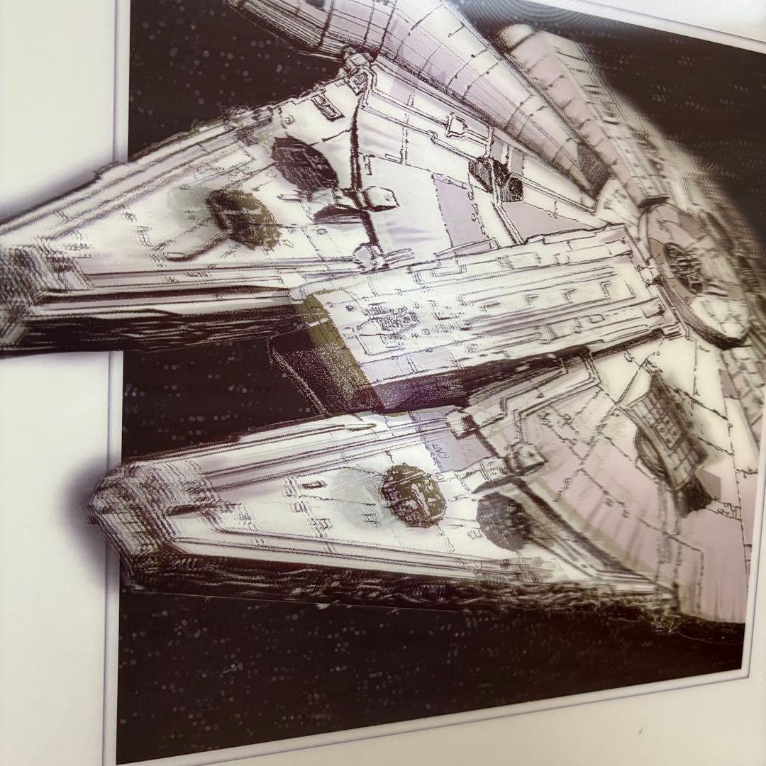 スターウォーズ ミレニアムファルコン 3D 反射写真　絵画