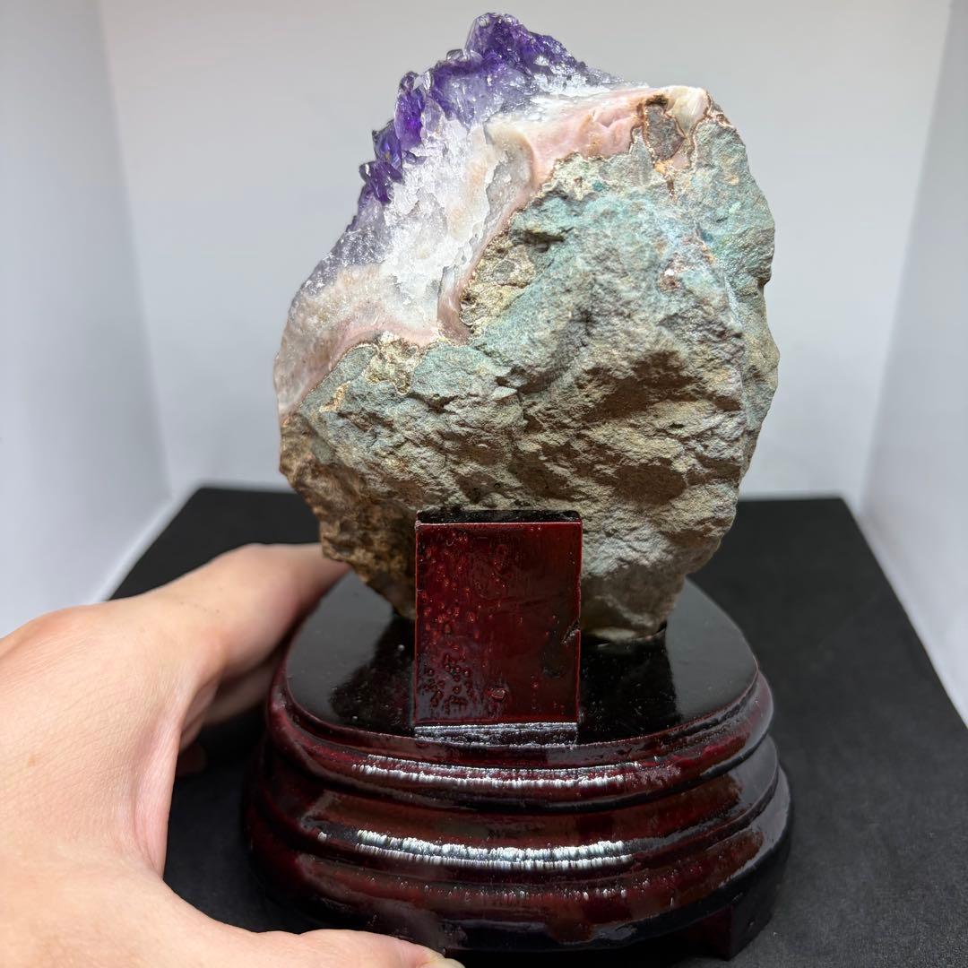 105 天然石 アメジスト クラスター 【台座付き】