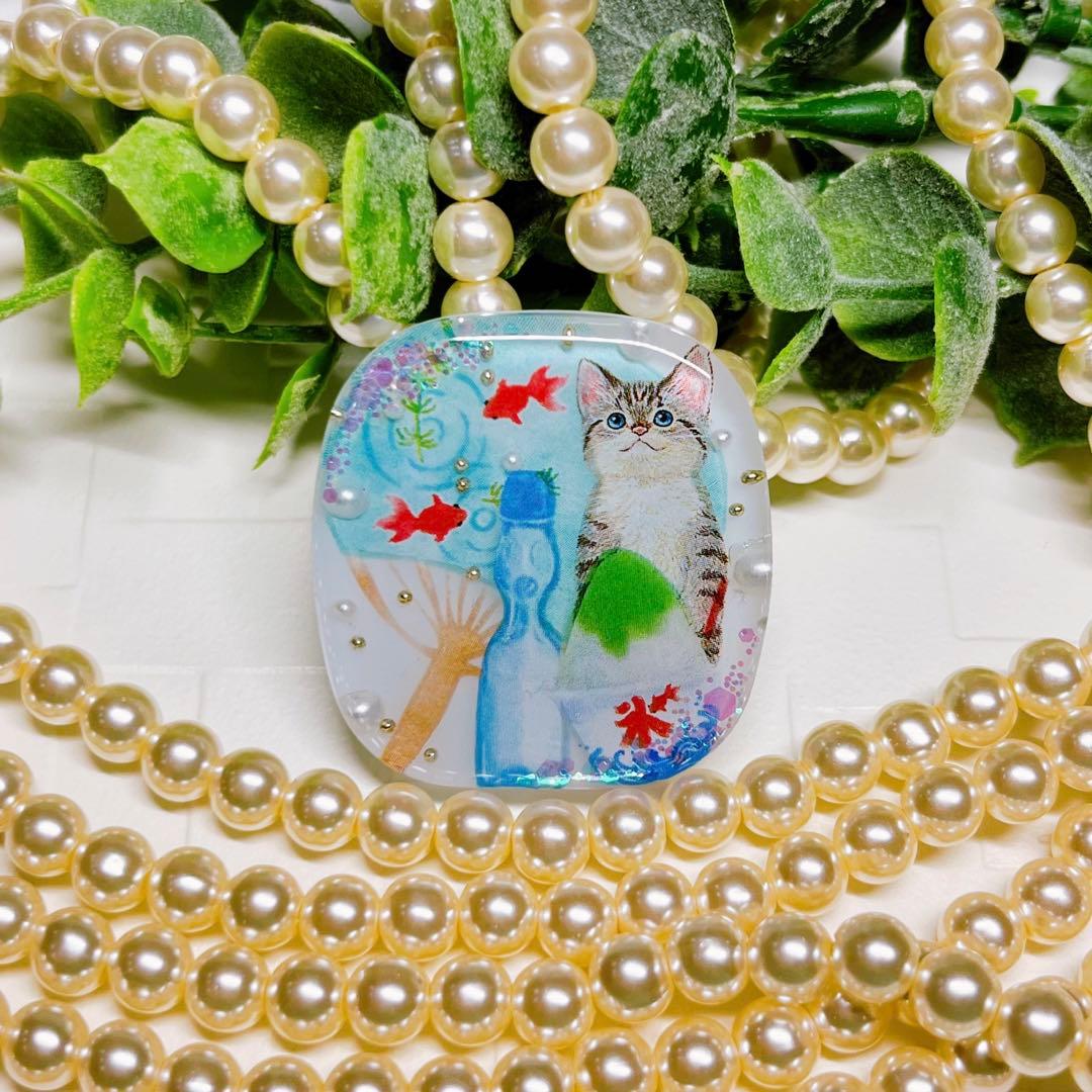 ひなた♡様お取置きレジンヘアゴム 大きめ サバ猫ちゃん サマーNo.1017