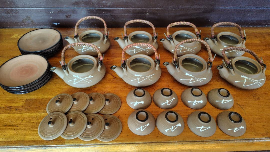 松葉平型土瓶　8セット