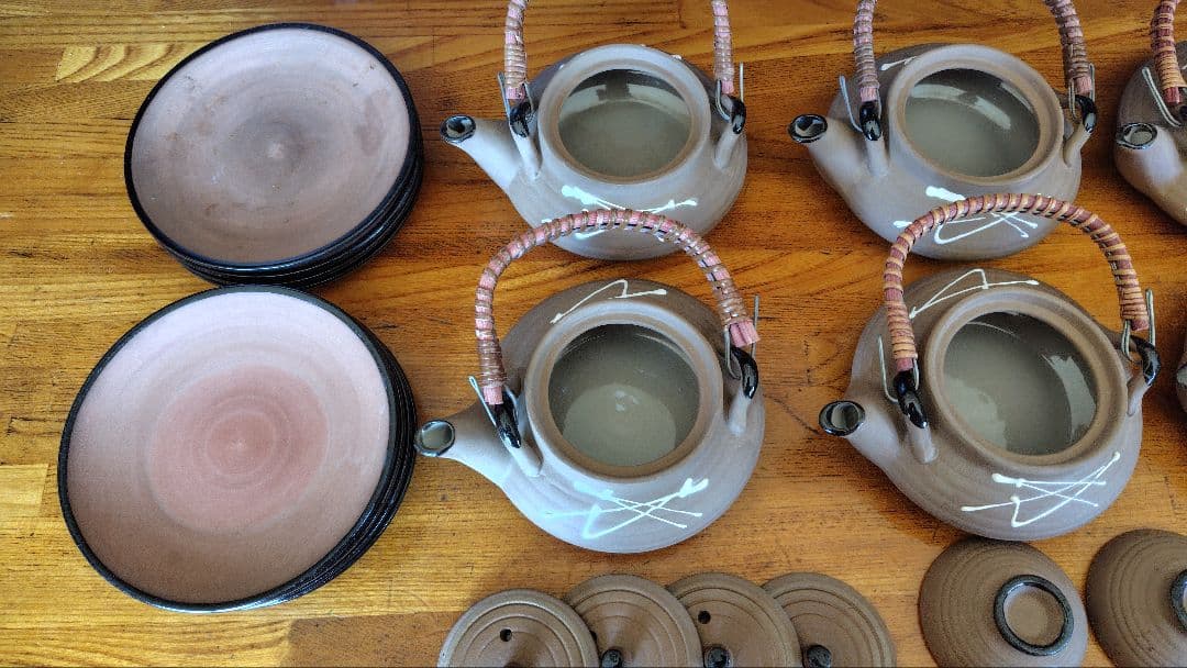 松葉平型土瓶　8セット