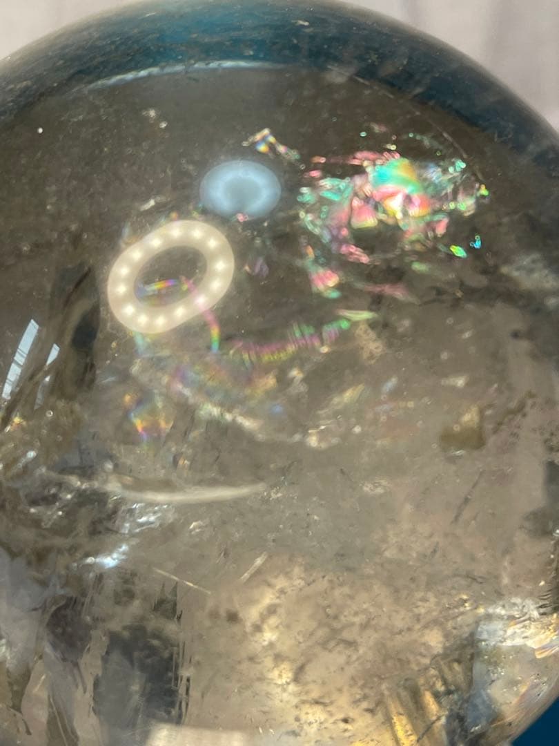 綺麗　高透明❣️天然石　 緑幽霊レインボーオーラ水晶 丸玉　スフィア 79.8ミリ