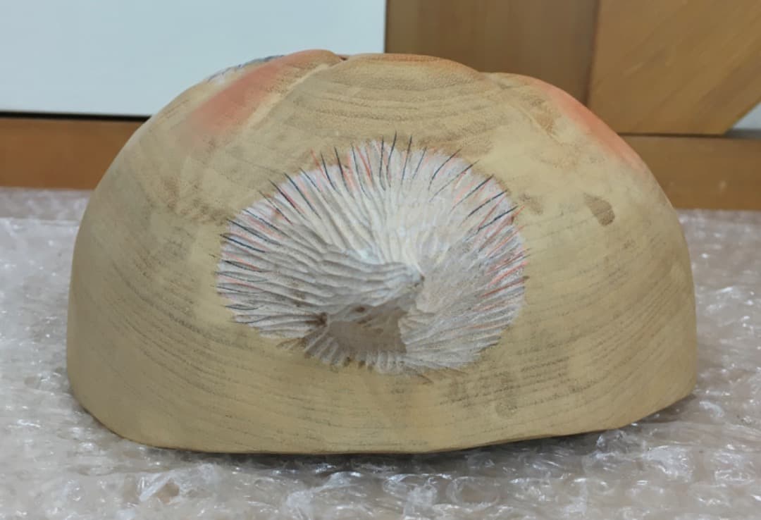 ○前島秀章 福蕪 一九九九 秋 1999年 25cm かぶ お面 木彫彫刻 置物