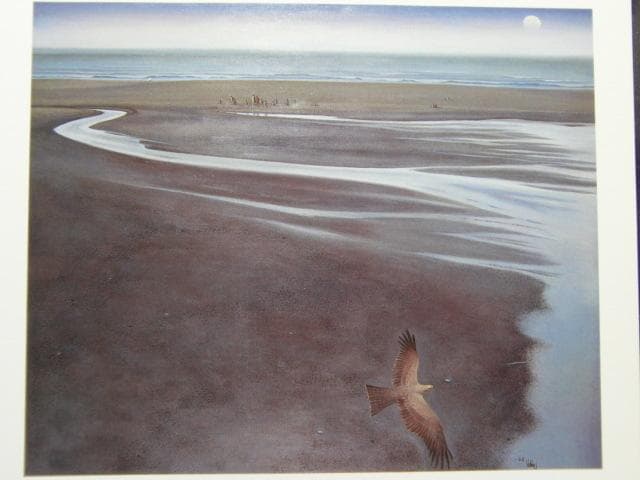 國領經郎、【汐干】、希少な額装用画集より、新品額装付、状態良好