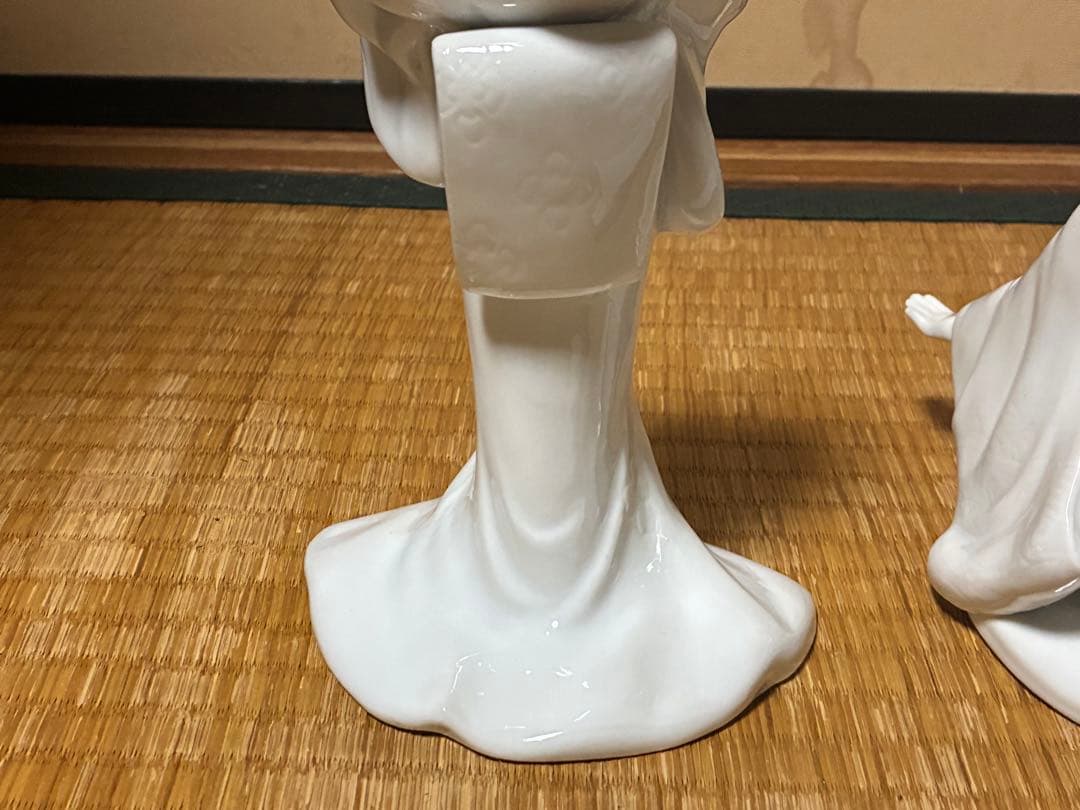 白磁 琴引き 和装 着物 乙女 女人像 揃い 三体揃い 時代物 古伊万里 出石焼