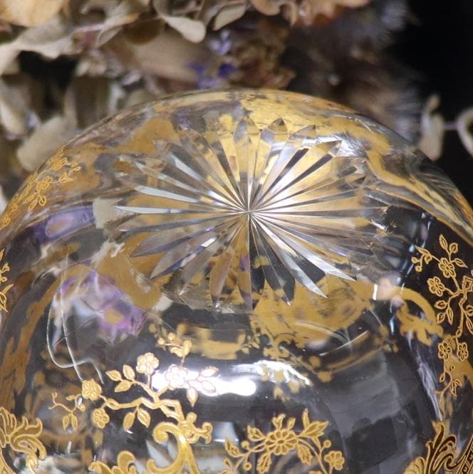 オールド・バカラ 1900年頃 金彩 ロココ調 切子鉢 ボウル ゴールド春海商店