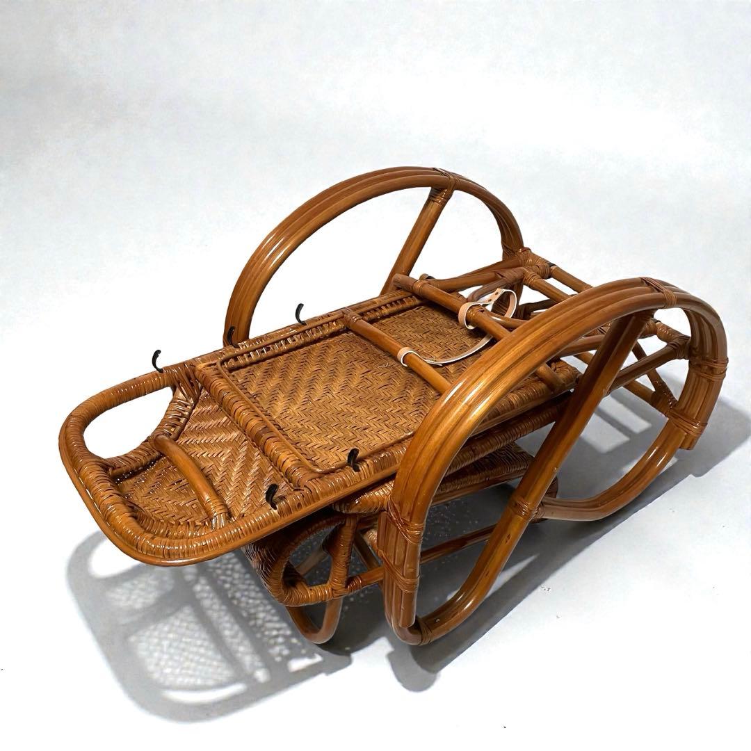 【良品】ラタン製 リクライニングチェア 1人掛けソファー　籐家具　昭和レトロ