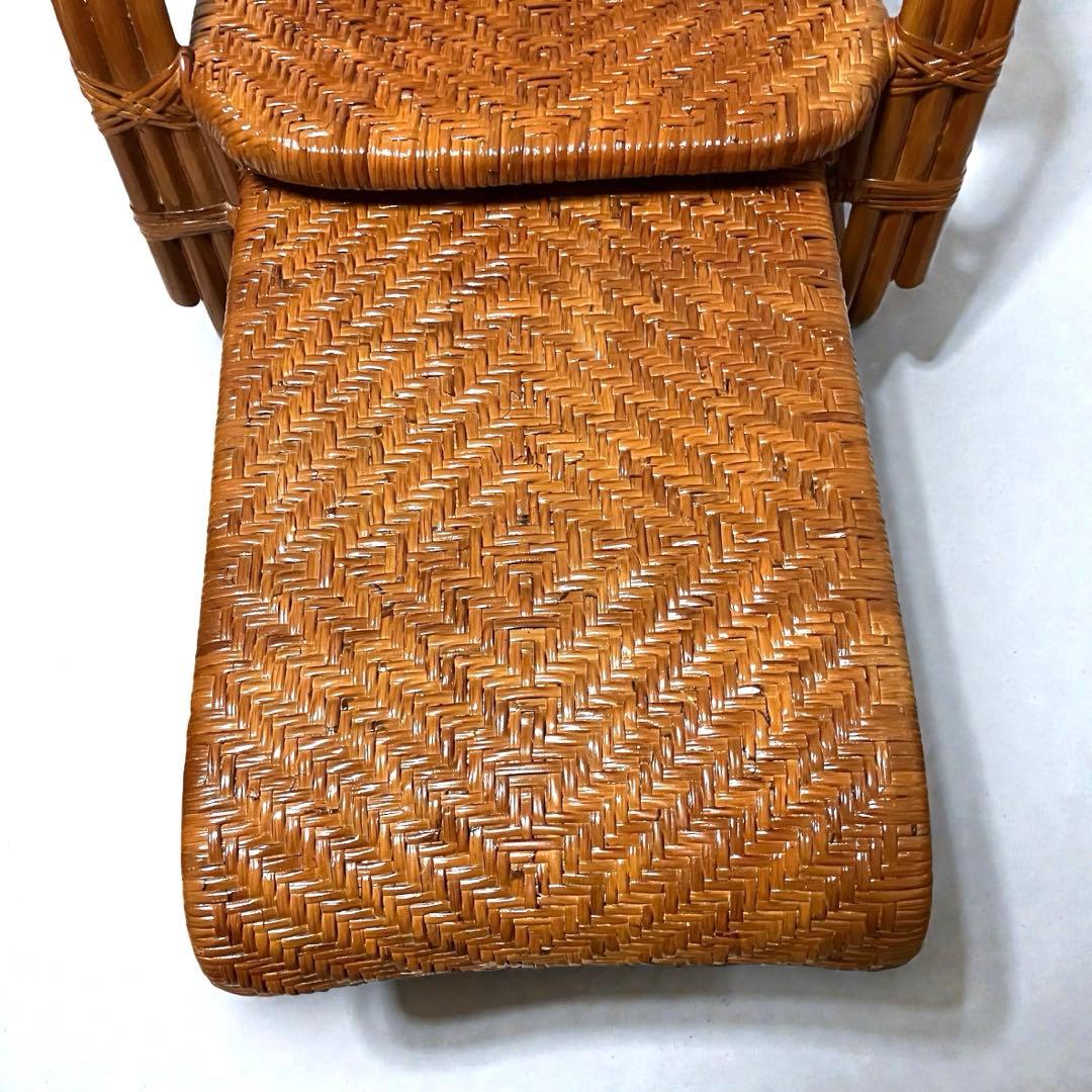 【良品】ラタン製 リクライニングチェア 1人掛けソファー　籐家具　昭和レトロ
