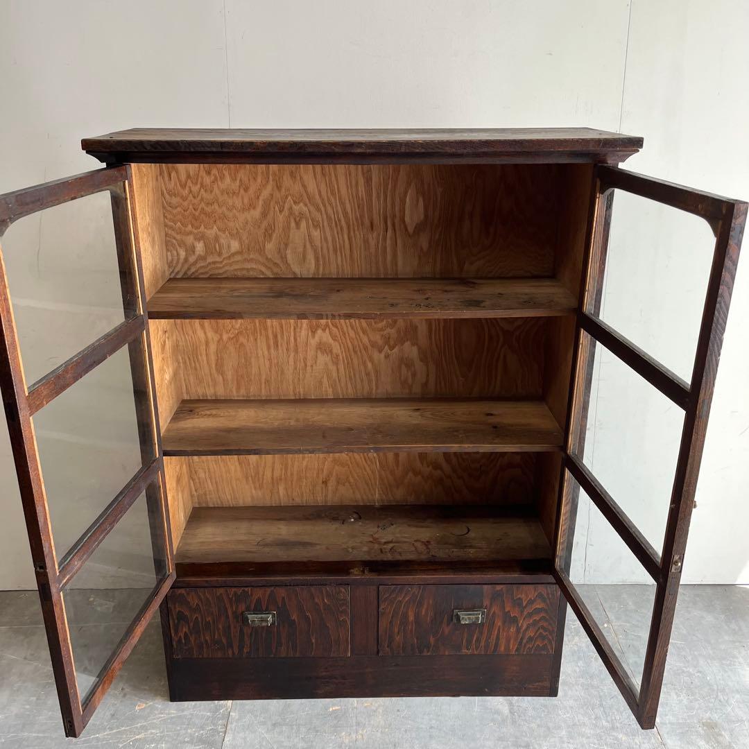 アンティーク ガラス 戸棚 チェスト キャビネット 飾り棚 昭和レトロ z477